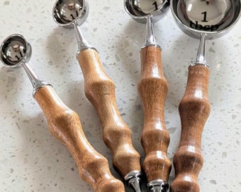 Hand Crafted Curly Koa Wood Household Measuring Spoons Accents
