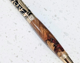 Hand Crafted Amboyna Dual-Tone Wood Desktop Bird Pen Instrument