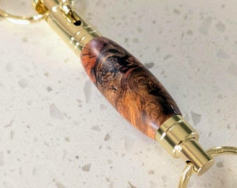 Hand Crafted Amboyna Dual-Tone Wood Household Detachable Keychain Accent