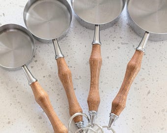 Hand Crafted Curly Koa Wood Household Measuring Cups Accents