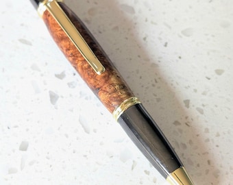 Hand Crafted Amboyna Dual-Tone Wood Desktop Gatsby Pen Instrument
