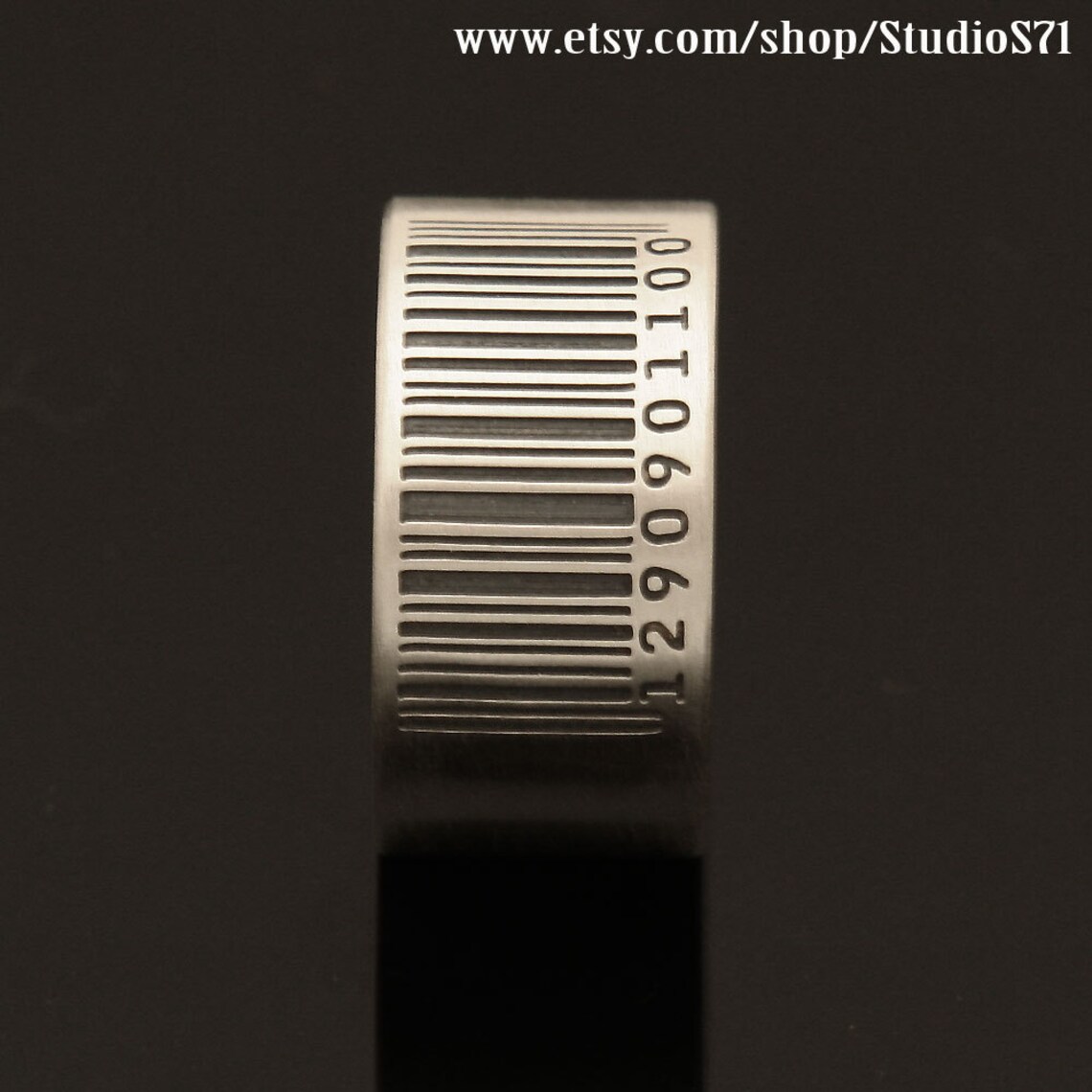 Personalized Engraved Barcode Ring - Oxidized Sterling Silver - Etsy