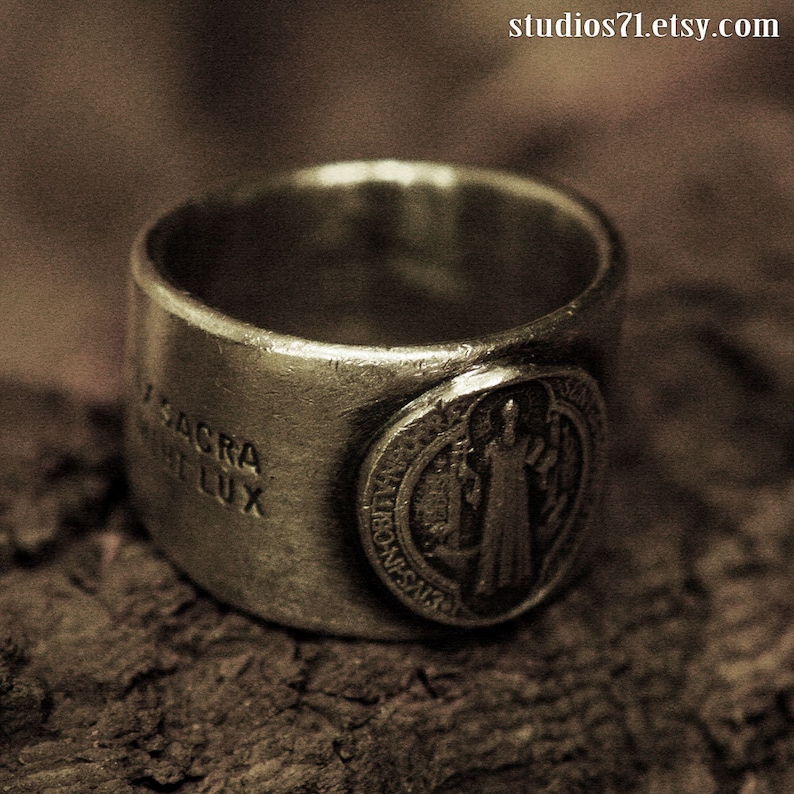 Coin Silver Ring Vintage Ring Rustic Ring St. Benedict - Etsy