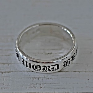 anel de prata, anel simples, anel masculino, anel de palavra, anel de citação, anel inglês antigo, aliança de casamento