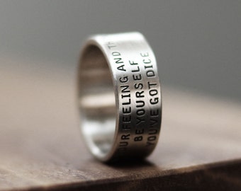 Personalized Engraved Sterling Silver Word Ring - Custom Message