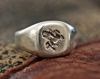 Pegasus wax seal ring inspired by ancient Greece, Roman rings. Recommended as a charm ring