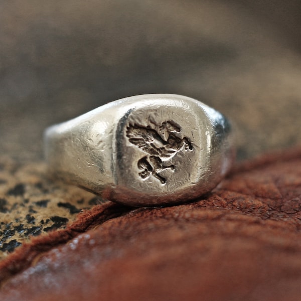 Pegasus wax seal ring inspired by ancient Greek, Roman rings. Recommended as a charm ring