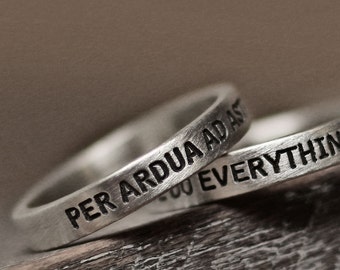 Personalized Engraved Sterling Silver Word Ring - Custom Message