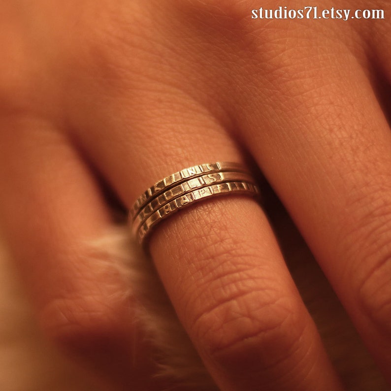Name Ring Thin Silver Ring Date Ring Custom Ring Etsy