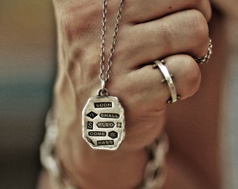 Oxidized Sterling Silver King Solomon Quote Pendant Necklace