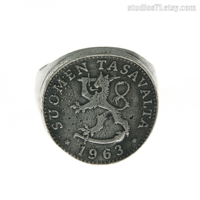 Coin silver ring vintage ring rustic ring finnish coin Etsy