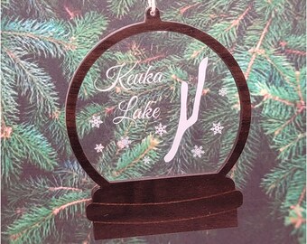 Holiday Ornaments, Christmas Ornaments, Keuka Lake, Keuka Lake Ornaments, Finger Lakes, Lake Life, Handmade Ornaments, Snow Globe Ornaments
