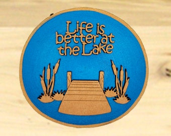 Christmas Ornaments,Wood Disk Ornaments,Lakes,Lake Gifts,Lake Life,The Lake is Calling,Water,Boating,Lake House Gifts,Lake Houses,Boats