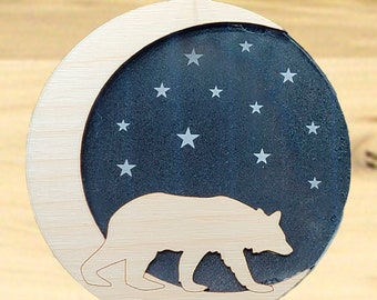 Holiday Ornaments, Christmas Ornaments, Bear Ornaments, Moon Ornaments, Wildlife Ornaments, Handmade Ornaments, Bears, Bears and Moon
