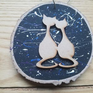 Cat Ornaments,Mystical Ornaments,Cat Lady Gifts,Cat Gifts,Cats,Cat Decor,Christmas Ornaments,Wood Disk Ornaments,Wood Slice Ornaments