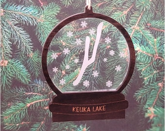 Holiday Ornaments, Christmas Ornaments, Keuka Lake, Keuka Lake Ornaments, Finger Lakes, Lake Life, Handmade Ornaments, Snow Globe Ornaments