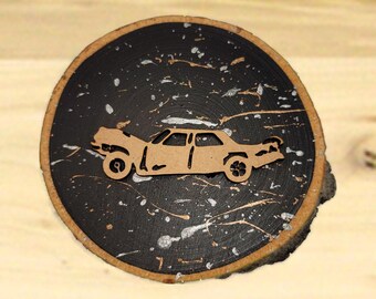 Demolition Derby Car Wood Slice Art, Personalized with Car Number Name or First Accident Date, Derby Driver Gift, Ornament or Magnet