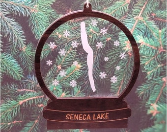 Holiday Ornaments, Christmas Ornaments, Seneca Lake, Seneca Lake Ornaments, Finger Lakes, Lake Life, Handmade Ornaments,Snow Globe Ornaments