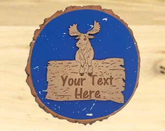 Christmas Ornaments,Wood Disk Ornaments,Moose,Vacation Souvenirs,Father's Day Gifts,Moose Gifts,Moose Souvenirs,Custom Moose Gifts