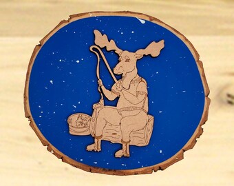 Christmas Ornaments,Wood Disk Ornaments,Fishing,Moose,Fishing Moose,Gifts for Fishermen,Fishing Gifts,Father's Day Gifts,Fishing Ornaments