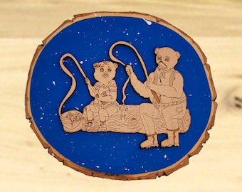 Christmas Ornaments,Wood Disk Ornaments,Fishing,Bears,Fishing Bears,Gifts for Fishermen,Fishing Gifts,Father's Day Gifts,Fishing Ornaments