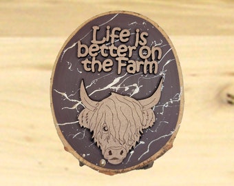 Cow Ornaments, Farm Ornaments, Farming Ornaments, Cow Gifts, Farming Gifts, Christmas Ornaments, Wood Disk Ornaments, Highland Cows, Farms