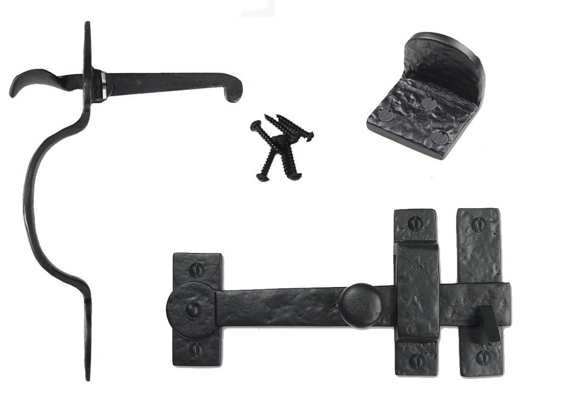 Drop Bar & Spear Thumb Latch Kit with Gate Stop Solid Cast ...