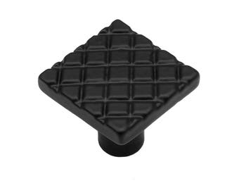 1-1/8" Square Waffle Iron Cabinet Knob - Solid Cast Iron (5, 10, or 25)