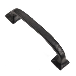 May include: Black metal door handle with a square shape at each end. The handle has a hammered finish.