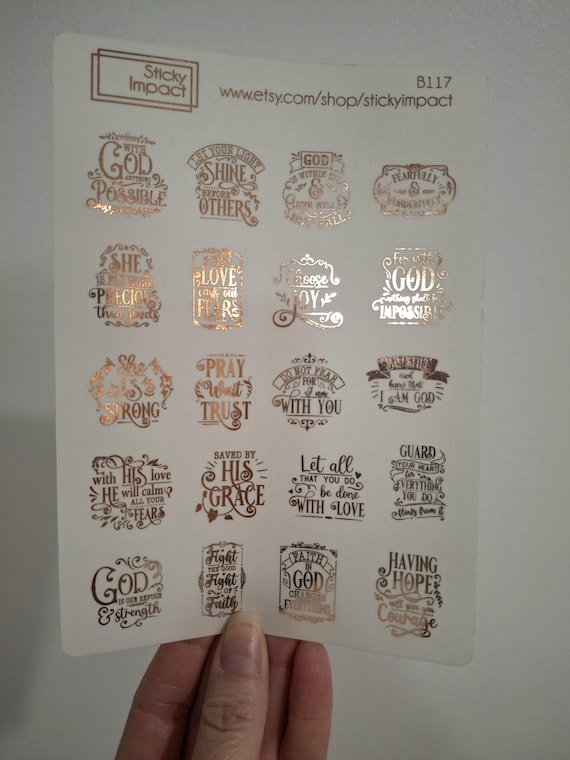 Foiled Clear Scripture Stickers: Christian Farmhouse Bible Verse Planner Stickers