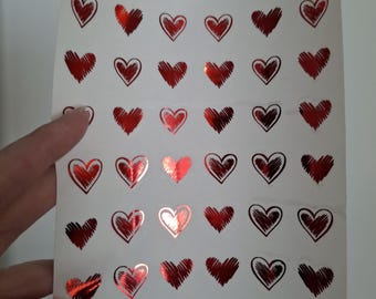Clear Matte Doodle Outline Heart Foil Stickers: Planner, Journal, Cards - 2 Sheet Set