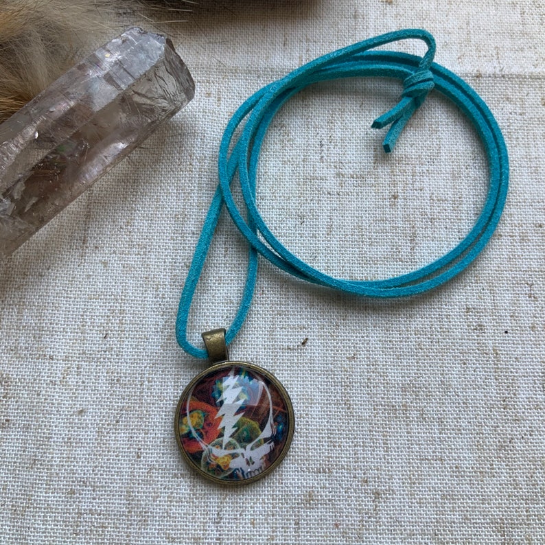 Steal your face Grateful necklace teal