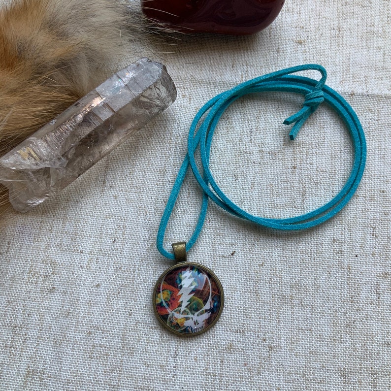 Steal your face Grateful necklace teal