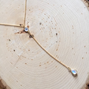 Moonstone Lariat Necklace, Labradorite Lariat Necklace, moonstone necklace, Y necklace, gifts for her, bridesmaid jewelry, wedding jewelry