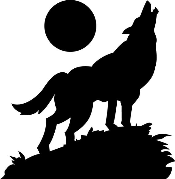Wolf Howling At The Moon Wall Art Decal Vinyl Sticker - Moon Wall Art Sticker Wolf Howling At The Moon Wall Art Decal Vinyl Sticker - Moon Wall Art Sticker