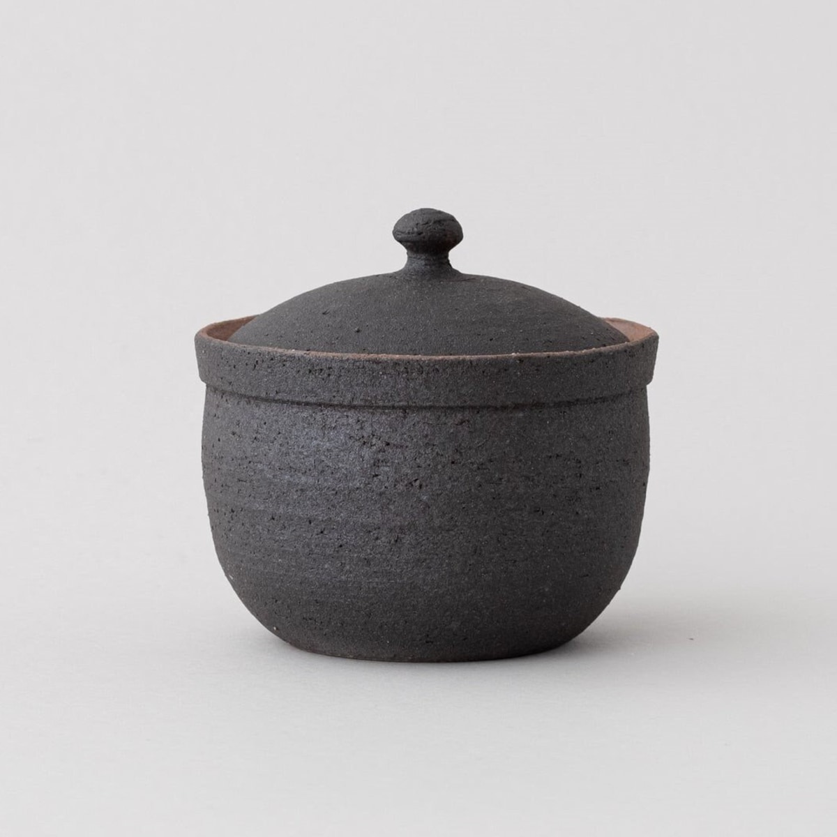Japanese Shigaraki Ceramic Salt Jar, Large black