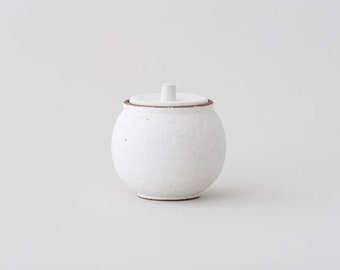 Japanese Shigaraki Ceramic Salt Jar, White