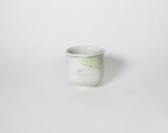 Japanese Shigaraki Ceramic Tea Cup, White & Green