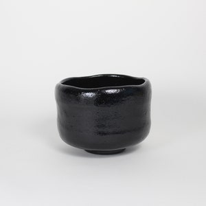 Japanese Kuro Raku Ceramic Tea Bowl