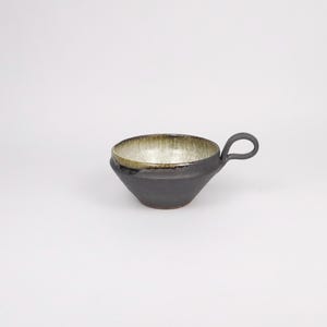 Japanese Shigaraki Ceramic Wide Mug, Charcoal/Dark Brown