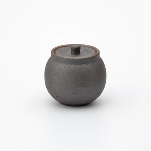 Japanese Shigaraki Ceramic Salt Jar, Black