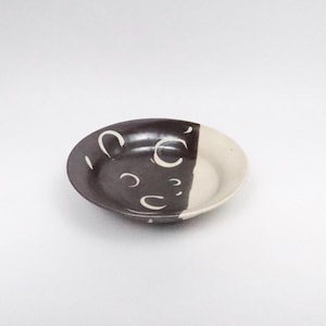 Japanese Mino-Yaki Ceramic Plate, Moon Motif
