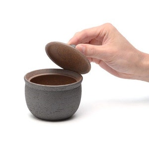 Japanese Shigaraki Ceramic Salt Jar, Large Black image 3