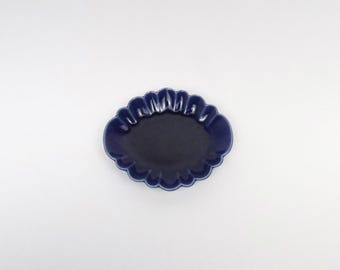 Japanese Mino-yaki Ceramic Mame Small Bean Dish, Indigo