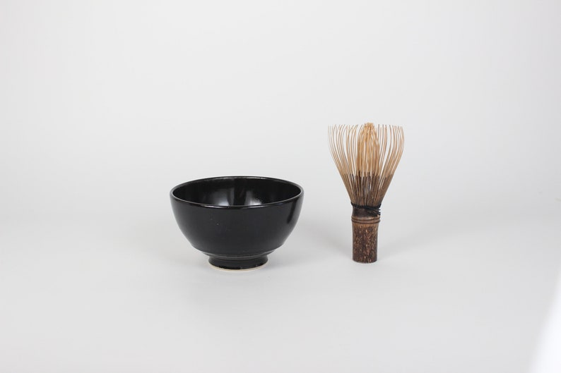 Japanese Porcelain Hime Chawan Tea Bowl, Black image 5