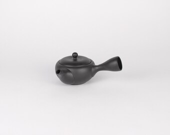 Mini tetera japonesa de cerámica Tokoname Kyusu, color negro.