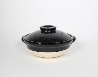 Olla japonesa Iga-yaki Donabe, color negro