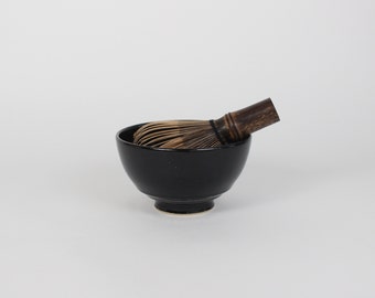 Japanese Porcelain Hime Chawan Tea Bowl, Black