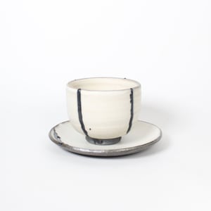 Japanese Shigaraki Itchin-Gaki Ceramic Bowl & Saucer (Set)