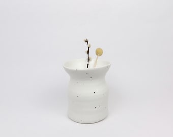 Korean Ceramic Wabi Sabi Vase, Dotted White